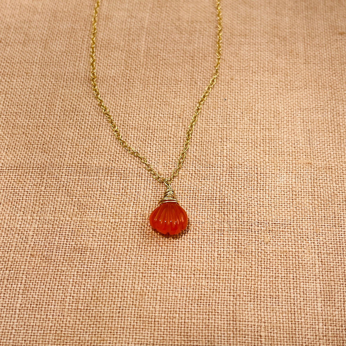14k gold filled CARNELIAN SEA SHELL NECKLACE