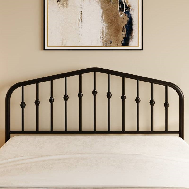 Full Size Vintage Farmhouse Spindle Black Metal Platform Bed