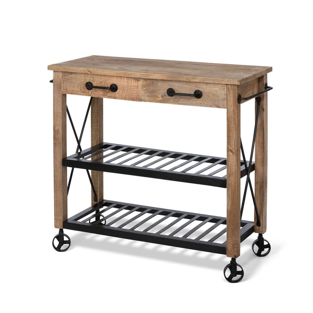 Vintage Rolling Garden Cart with Drawers
