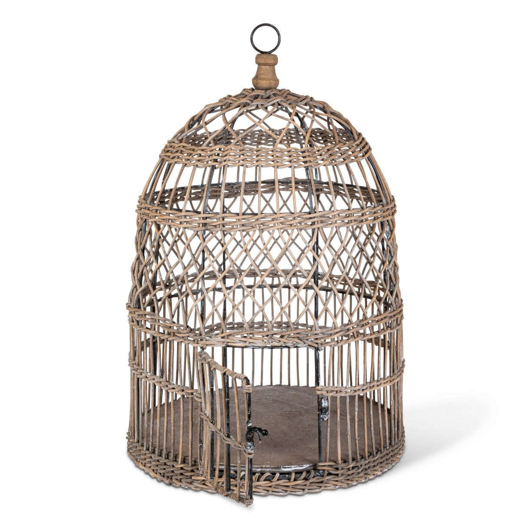 Vintage Wicker and Metal Bird Cage