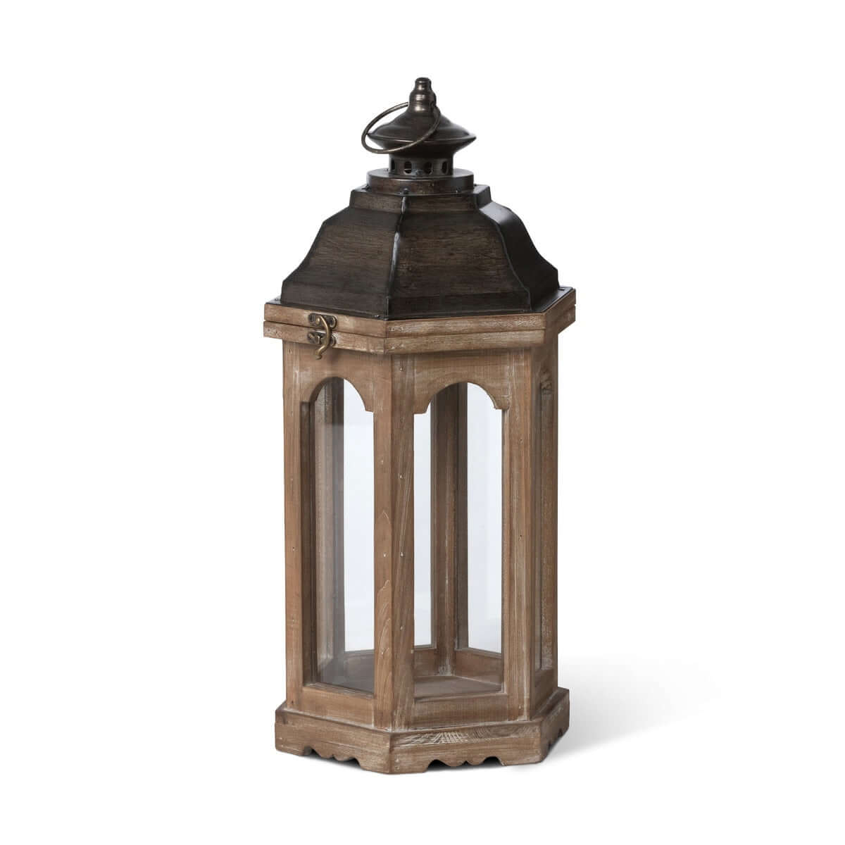 Vintage Rustic Wooden Lantern for Farmhouse and Cottage Decor