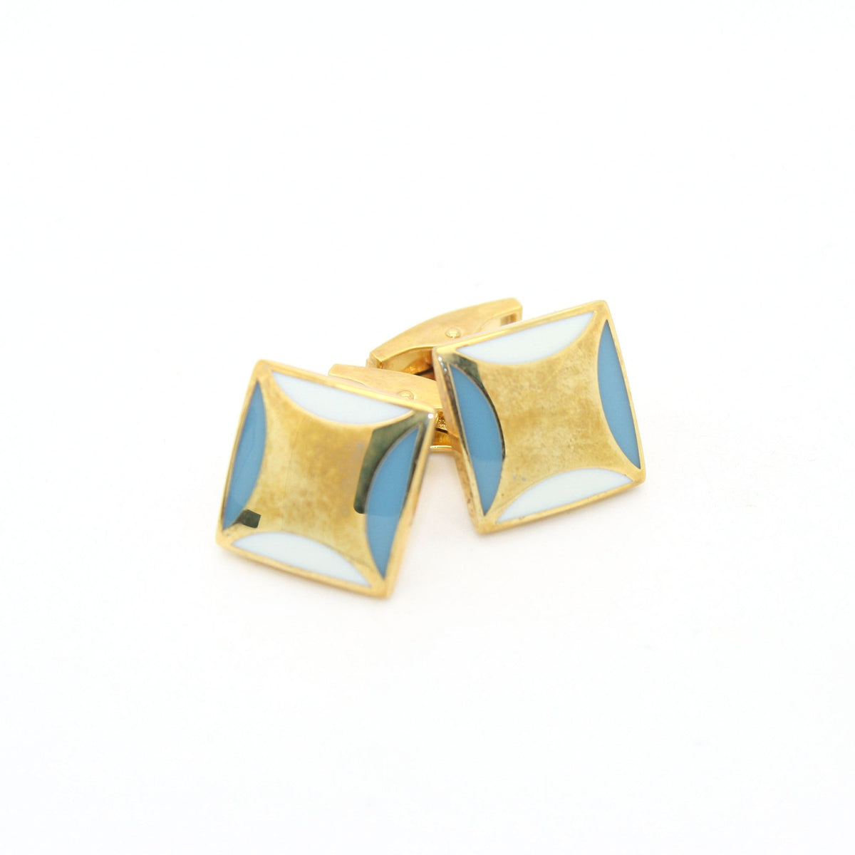 Goldtone Sky Blue Cuff Links With Jewelry Box