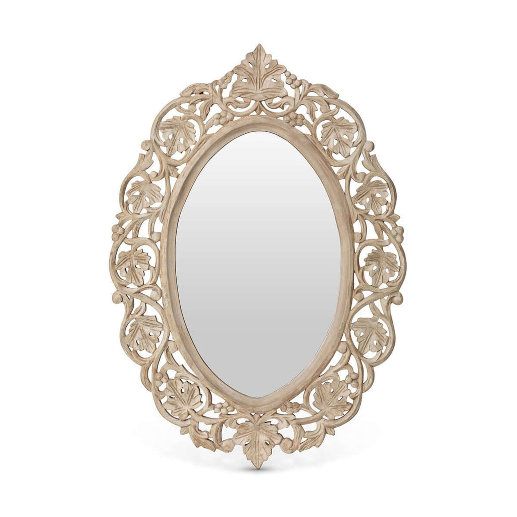 Vintage Hand Carved Wood Wall Mirror