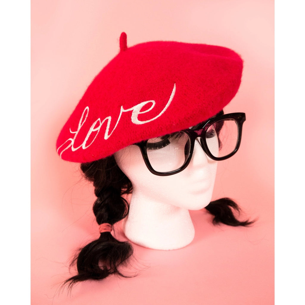 Embroidered Berets in 5 Fun Colors and Sayings | Wool and Nylon