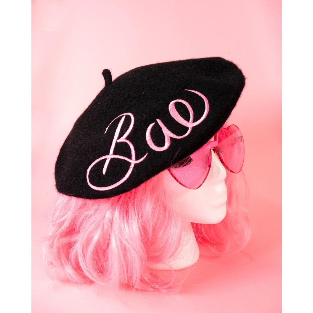 Embroidered Berets in 5 Fun Colors and Sayings | Wool and Nylon