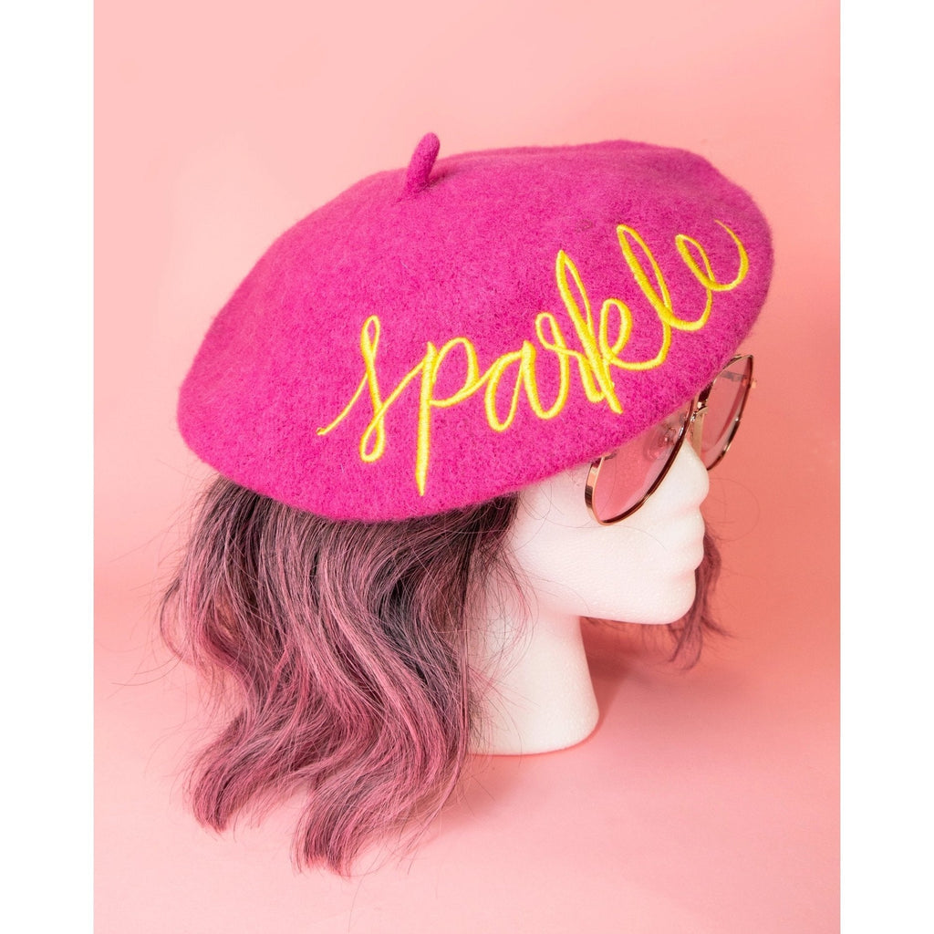 Embroidered Berets in 5 Fun Colors and Sayings | Wool and Nylon
