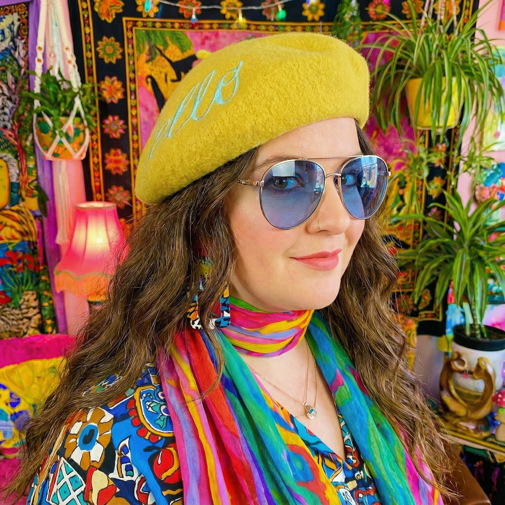 Embroidered Berets in 5 Fun Colors and Sayings | Wool and Nylon
