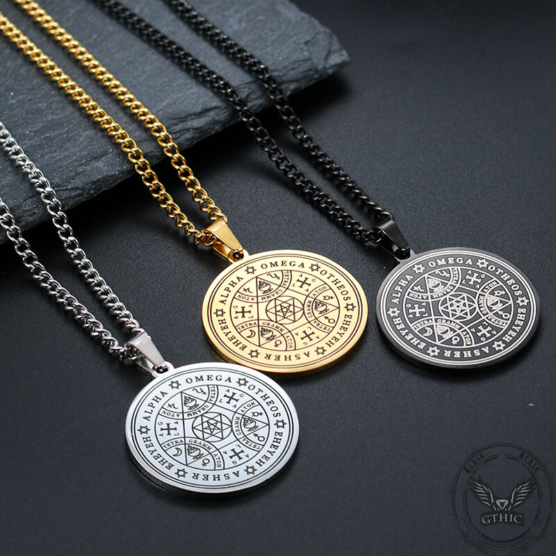 Enochian Rune Hexagram Stainless Steel Pendant
