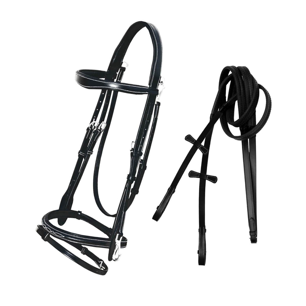 ExionPro Quick Release Snaffle Jumping Bridle with Rubber Reins