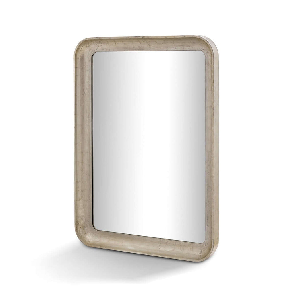 Art Deco Champagne Silver Wall Mirror with Beveled Glass