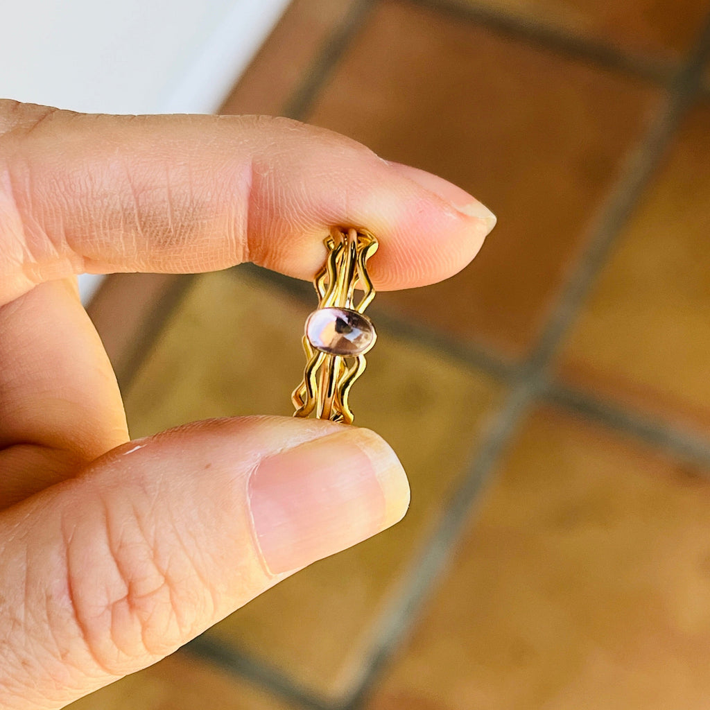 14k gold filled OVAL AMETHYST GEMSTONE RING