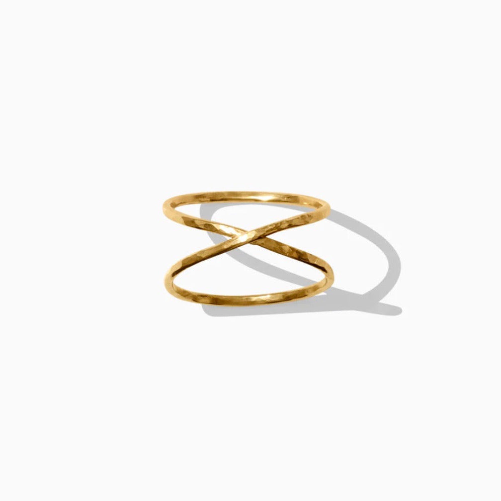 14K Gold filled CRISS CROSS X RING