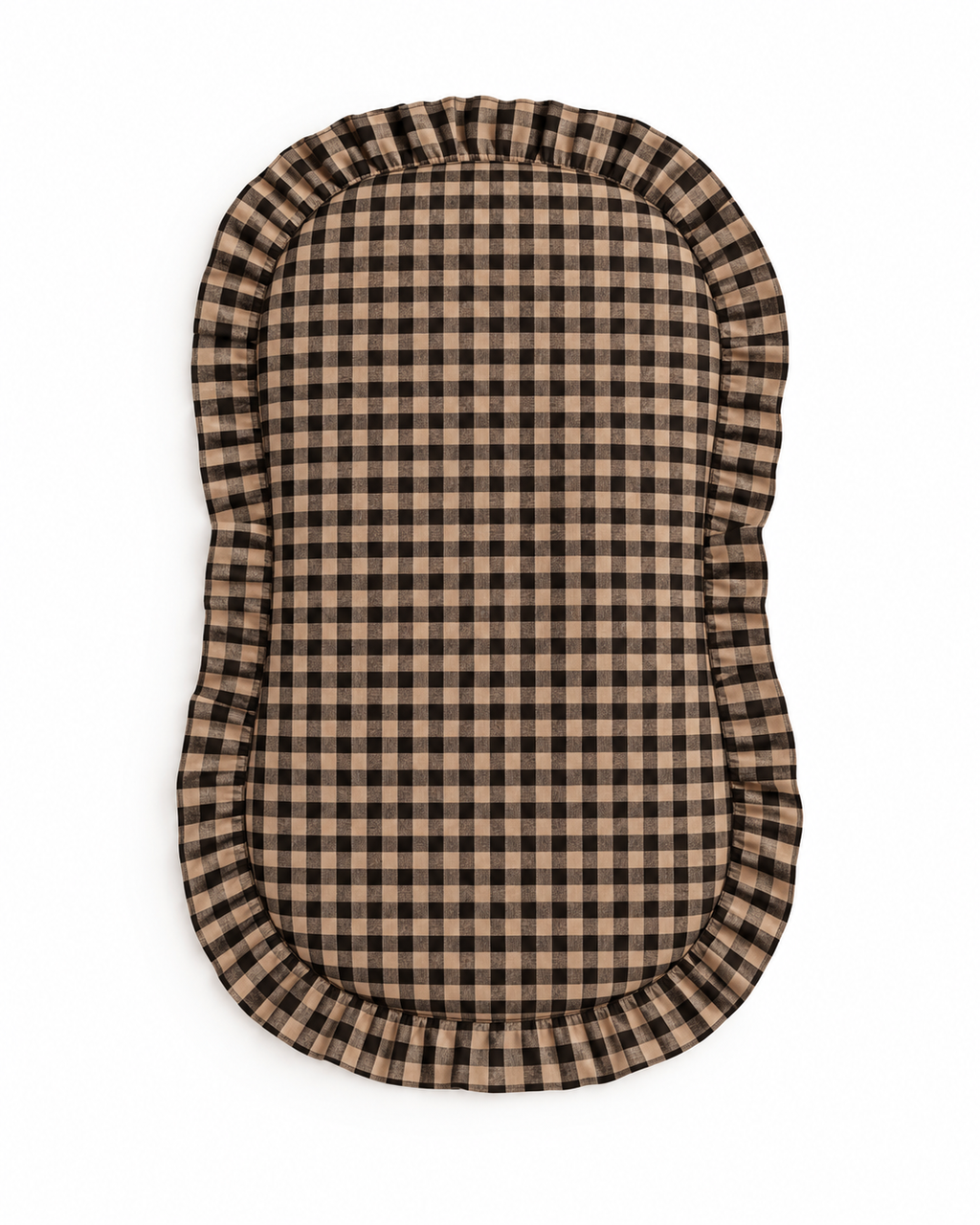 Brown Black Gingham Ruffle Baby Lounger Cover