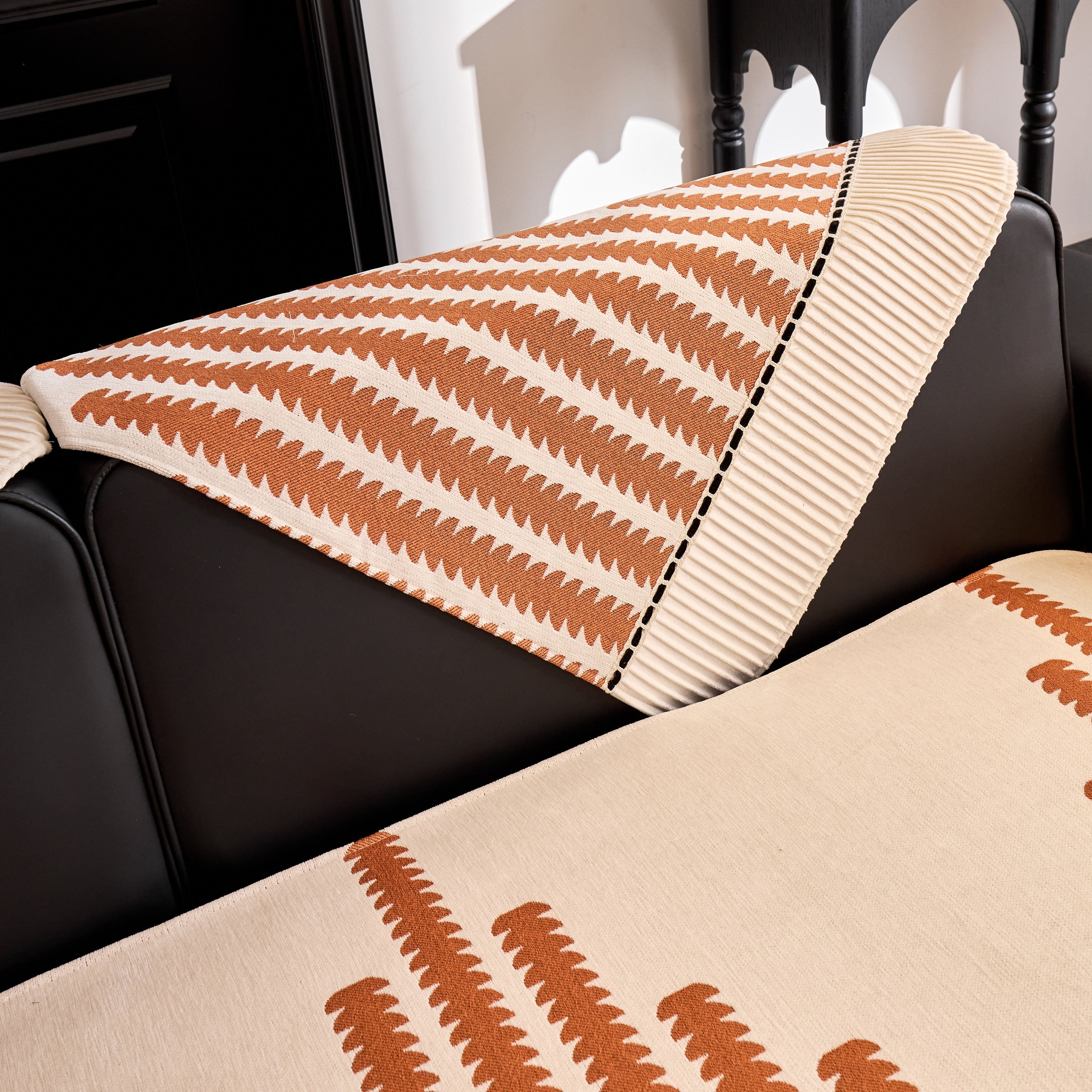 Vertical Stripes Sectional Sofa Cover Slipcover - Non-Slip, Fits L-Shape Couches