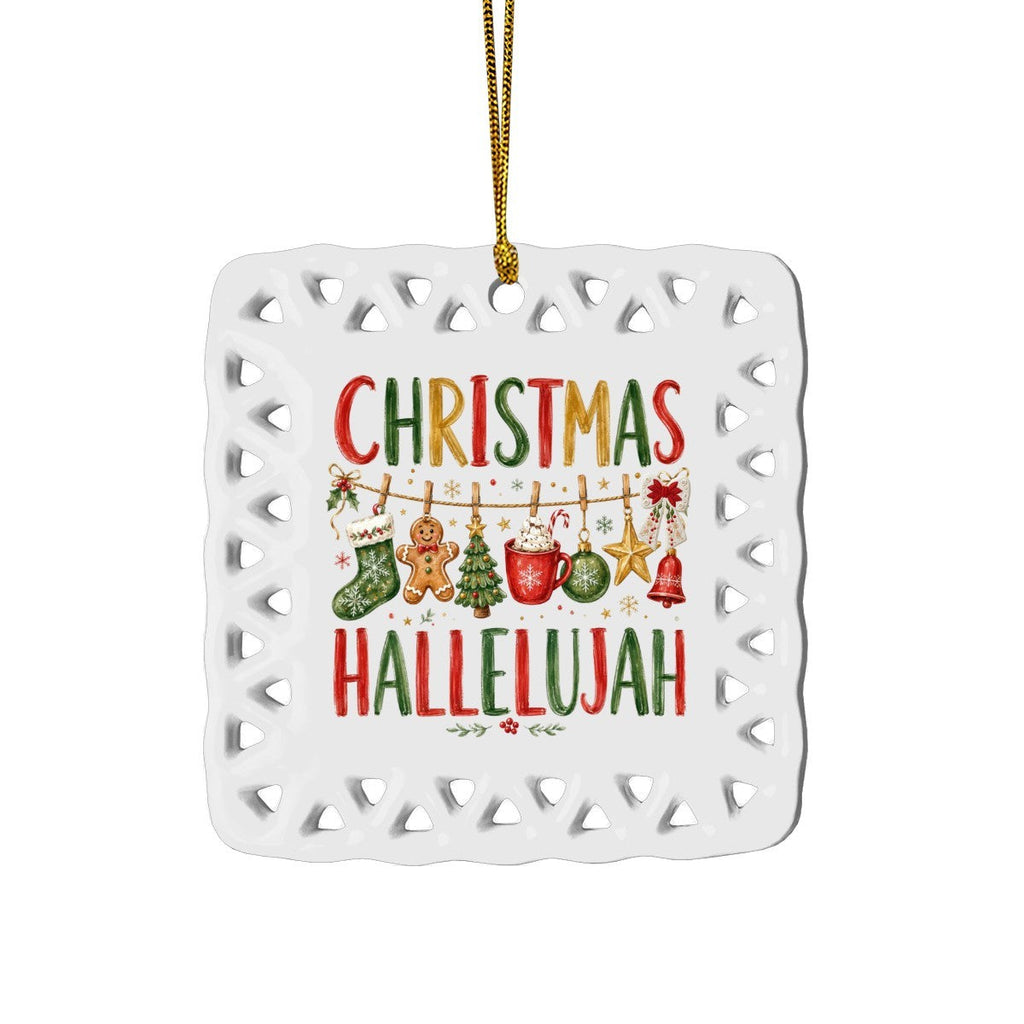 Christmas Hallelujah Square Cutout Ceramic Ornament
