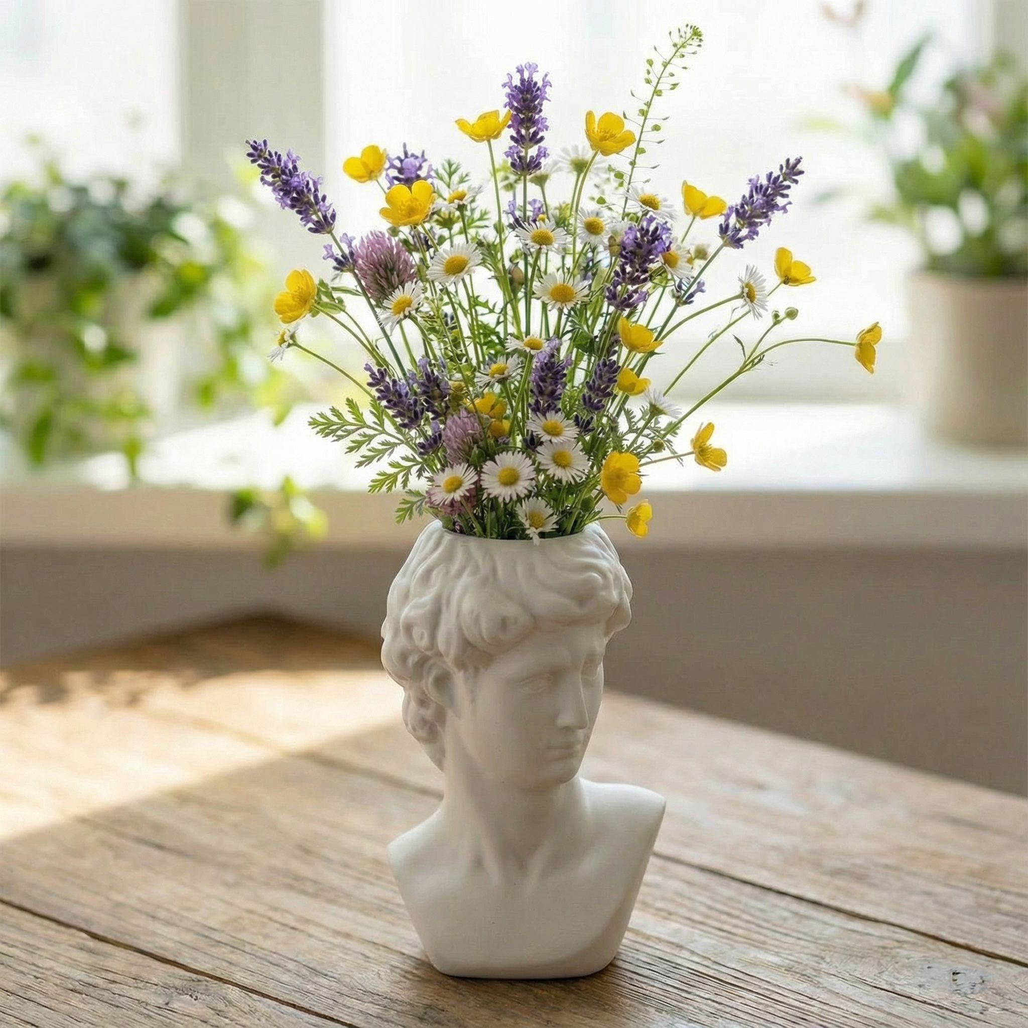 Face Statue Ceramic Decor | 5.5" Tall David Bust Greek Roman Statue