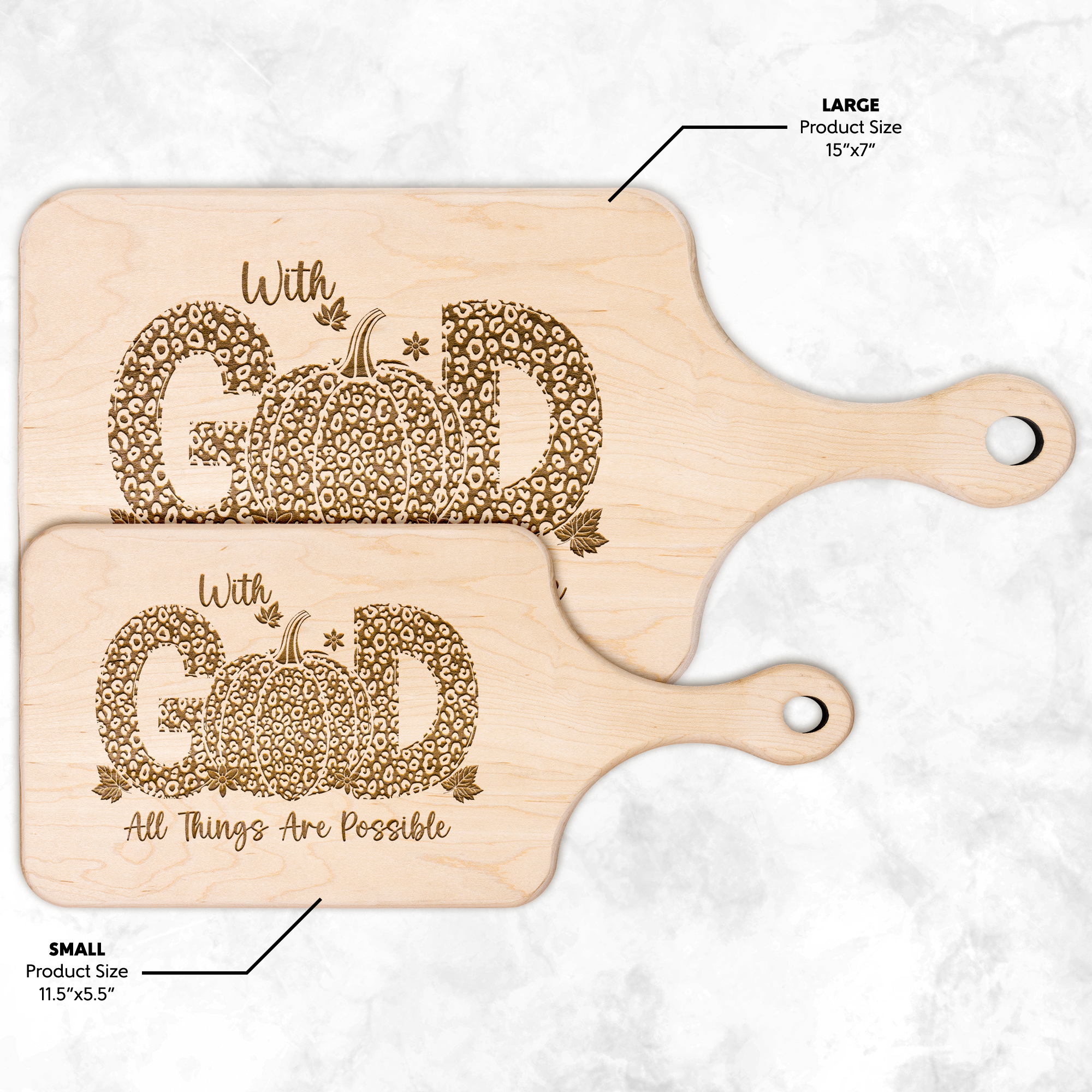 With God All Things Are Possible Fall Decor Hardwood Cutting Board