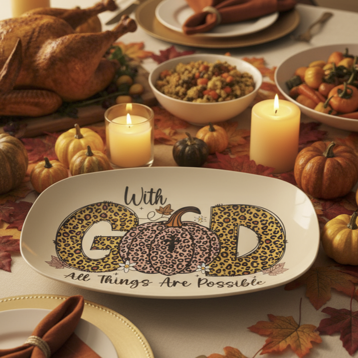 With God All Things Are Possible Fall Serving Platter - 10" x 14"