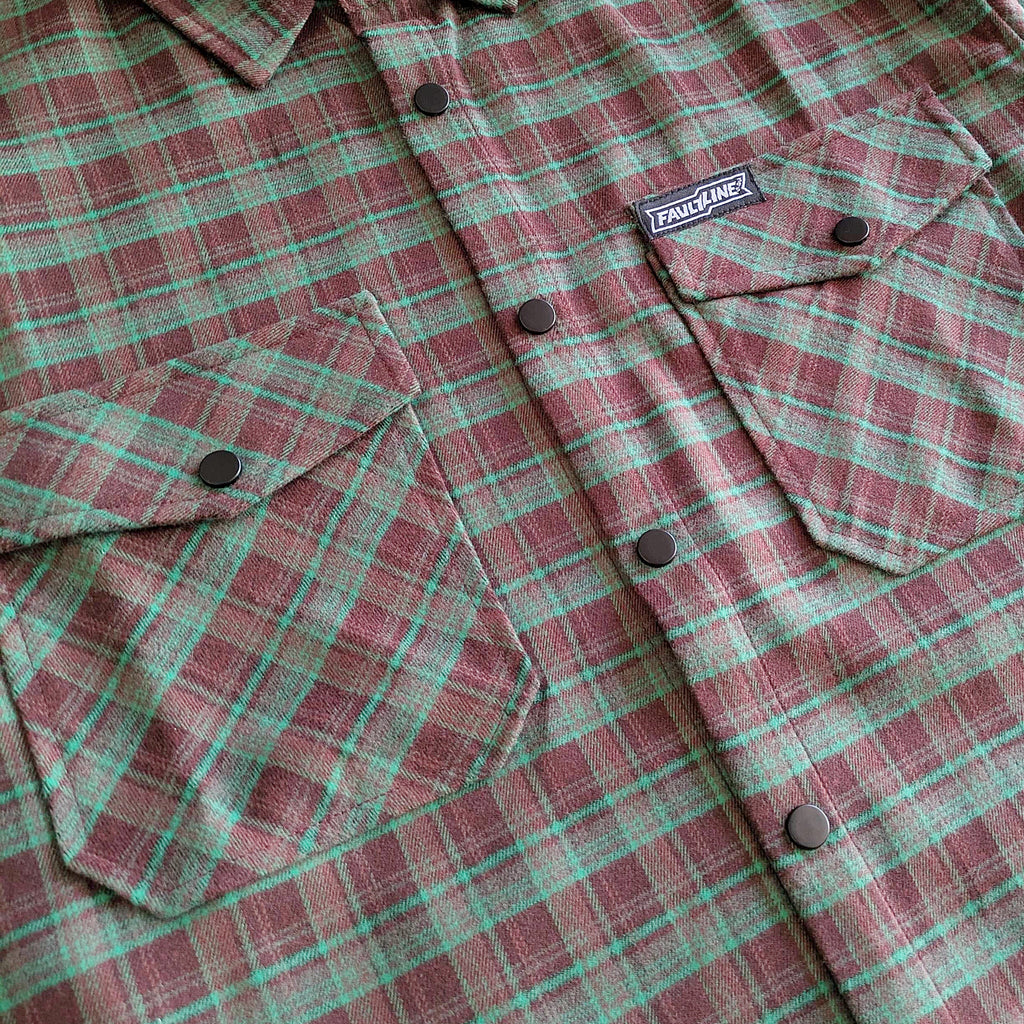 Highland Tech Flannel - Mint/Maroon