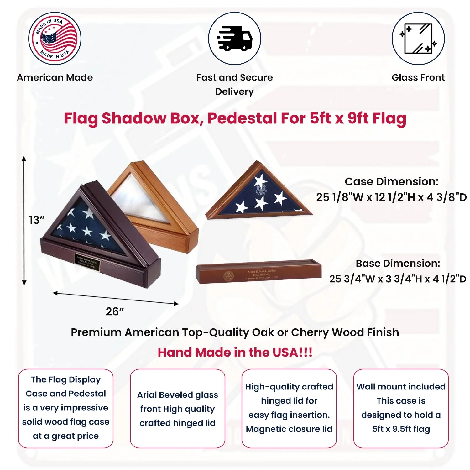 FLAG SHADOW BOX, Pedestal For 5ft x 9ft Flag