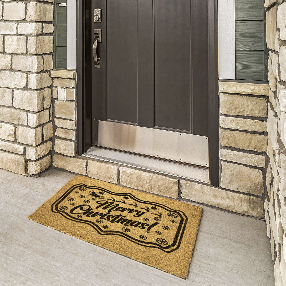 Framed Merry Christmas Outdoor Bristle Doormat