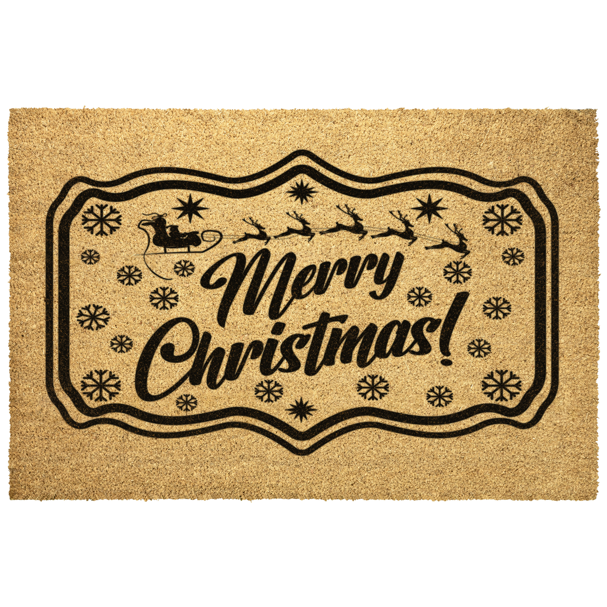 Framed Merry Christmas Outdoor Bristle Doormat