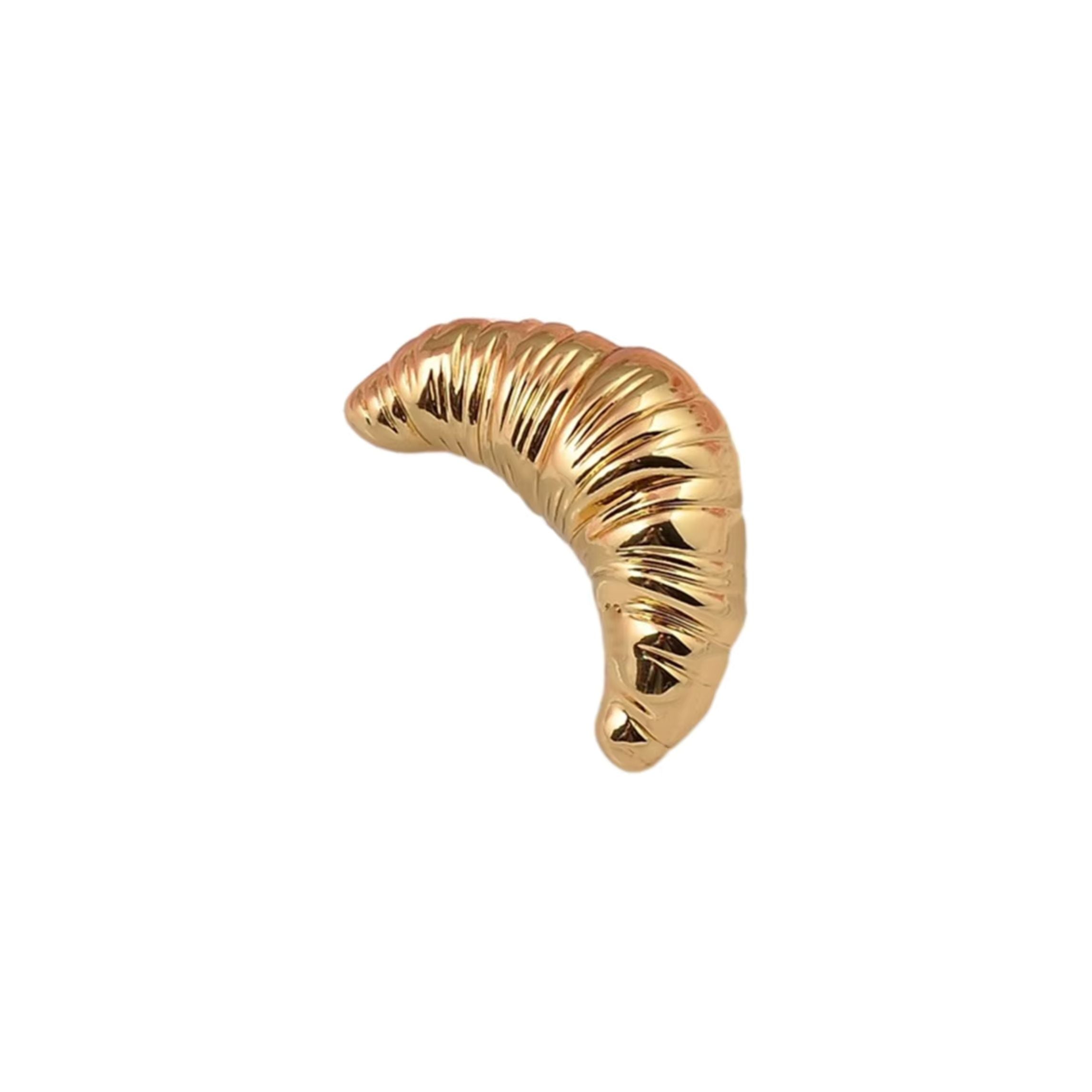 French Croissant Brooch in Gold & Silver 1.4" Metal Pin for Food Lovers