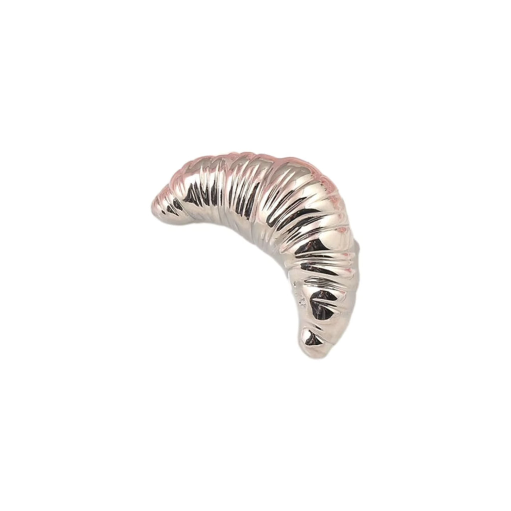 French Croissant Brooch in Gold & Silver 1.4" Metal Pin for Food Lovers