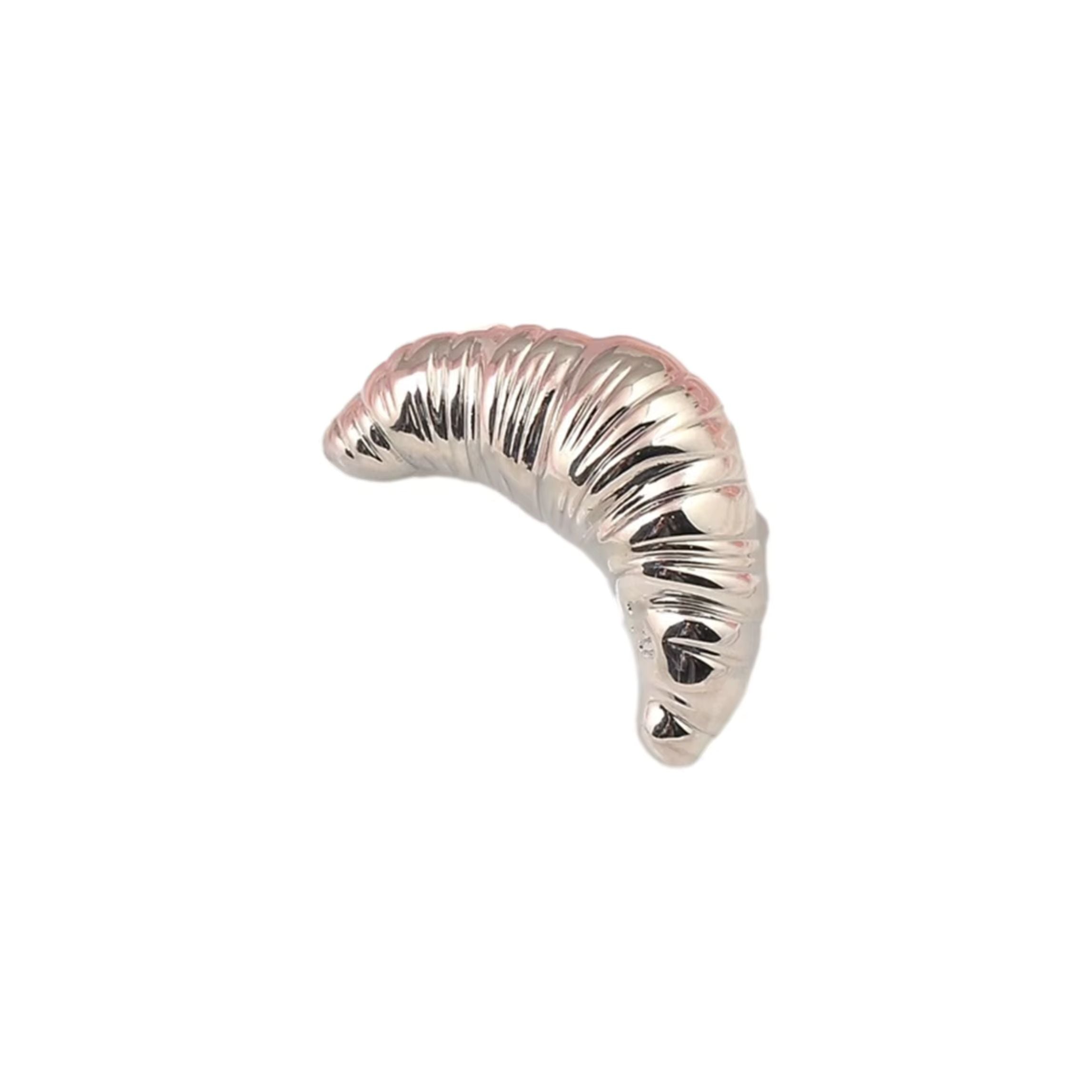 French Croissant Brooch in Gold & Silver 1.4" Metal Pin for Food Lovers