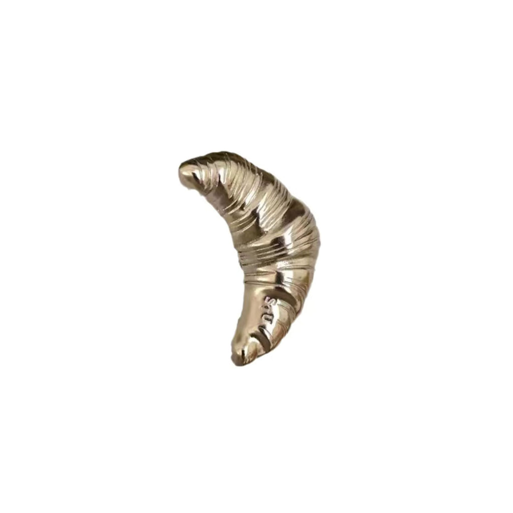 French Croissant Brooch in Gold & Silver 1.4" Metal Pin for Food Lovers