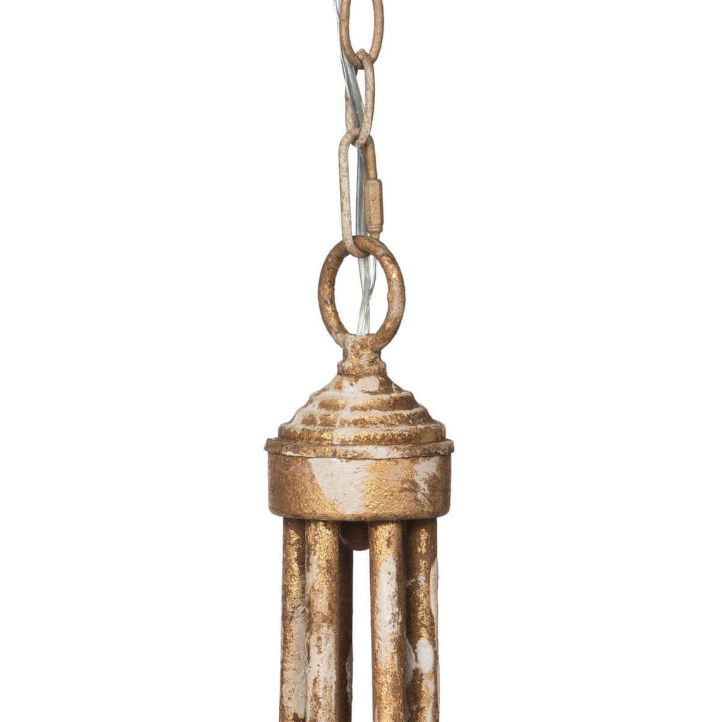 French Country Farmhouse Chandelier in Antique Gold Iron