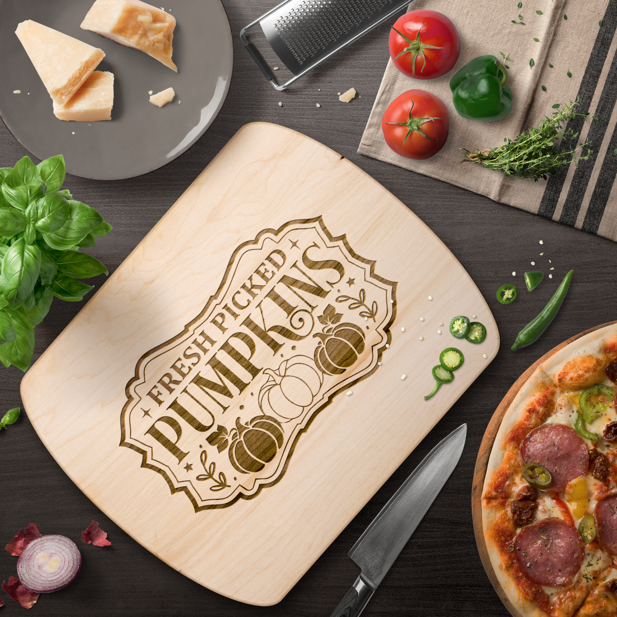 Fresh Picked Pumpkins Fall Hardwood Cutting Board