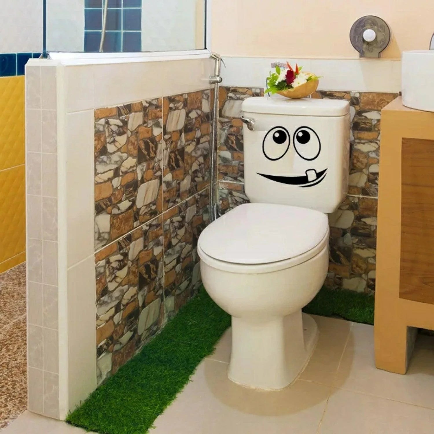 Funny Bathroom Vinyl Decal: Toilet Decor Sticker