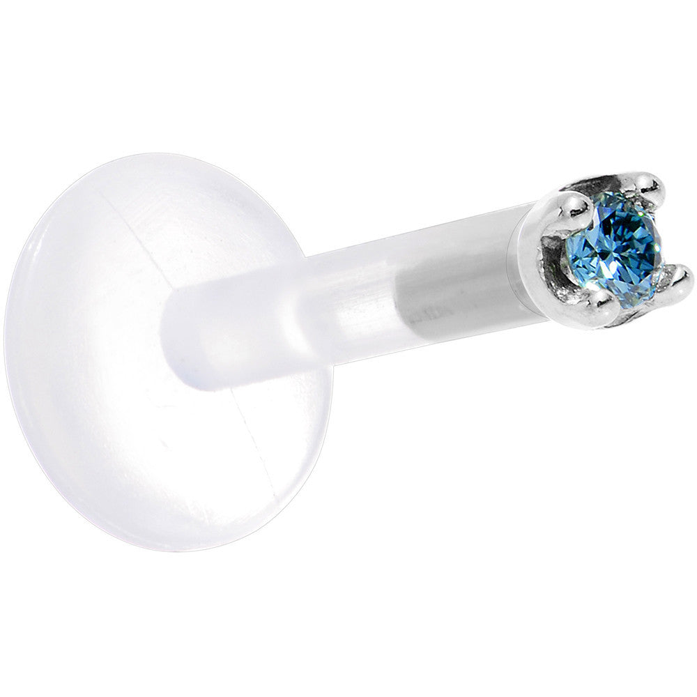 Solid 14K White Gold 1.5mm Genuine Blue Diamond Bioplast Push in Monroe