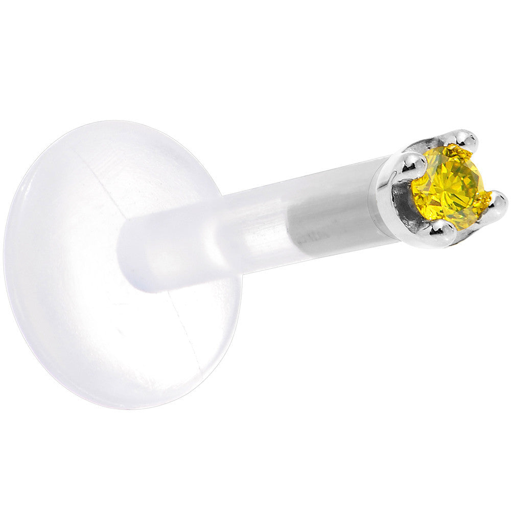 Solid 14K White Gold 1.5mm Genuine Yellow Diamond Bioplast Push in Monroe