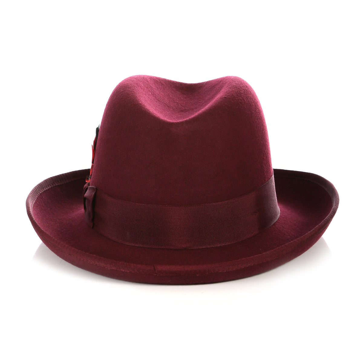 Ferrecci Burgundy Wool Felt Godfather Fedora Hat