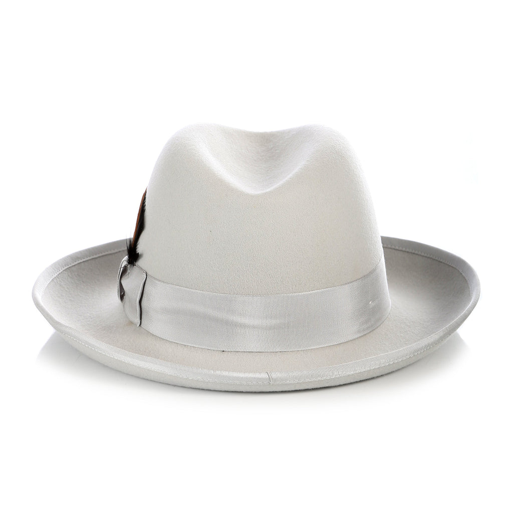 Ferrecci Light Grey Wool Felt Godfather Fedora Hat