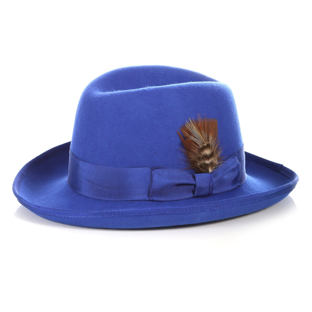 Ferrecci Royal Blue Wool Felt Godfather Fedora Hat