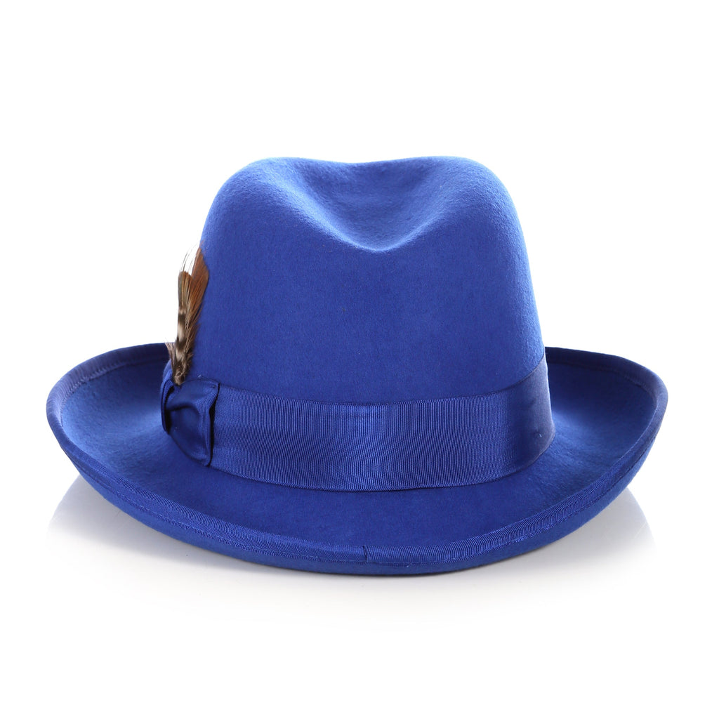 Ferrecci Royal Blue Wool Felt Godfather Fedora Hat
