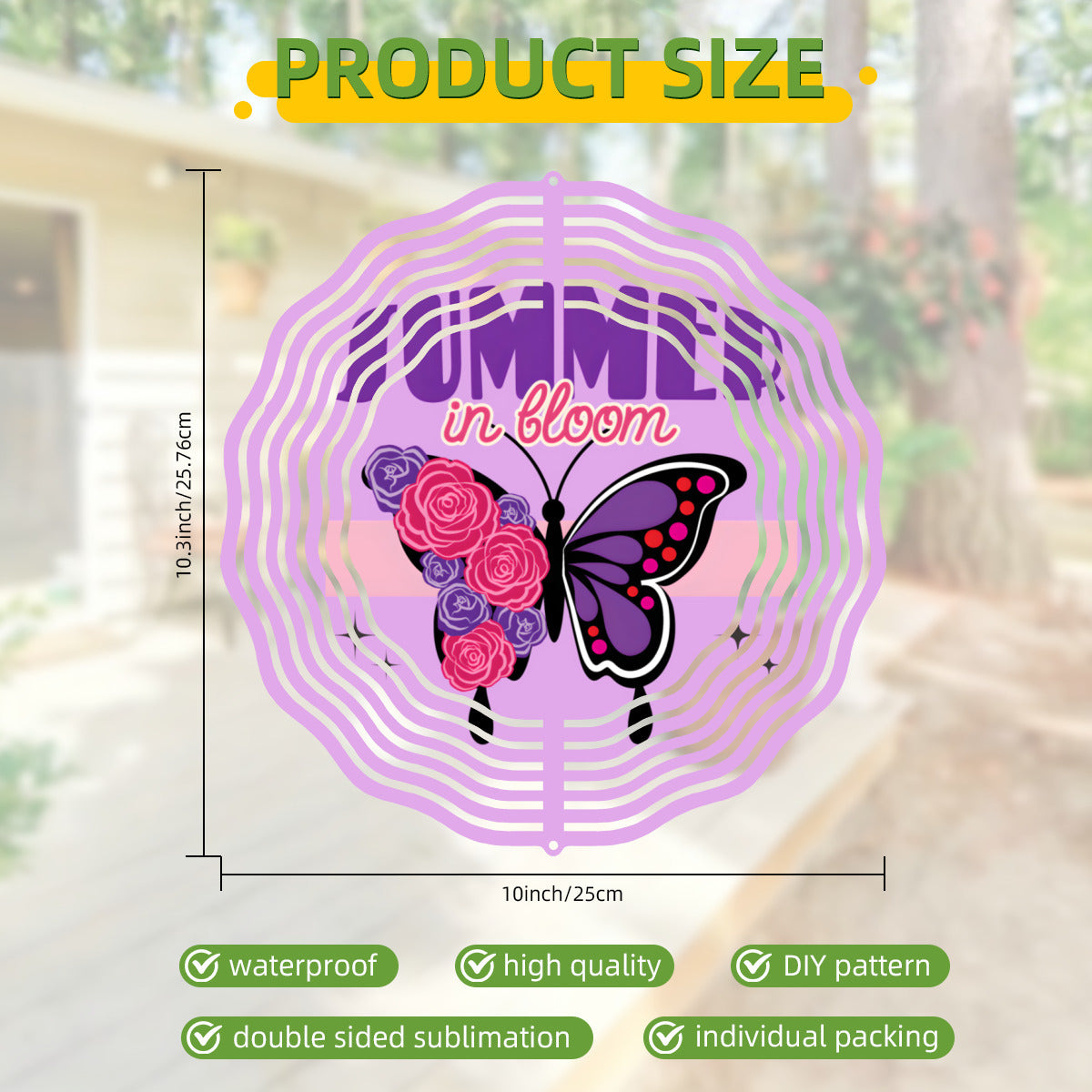 Summer in Bloom Butterfly Purple Wind Spinner Outdoor Decor
