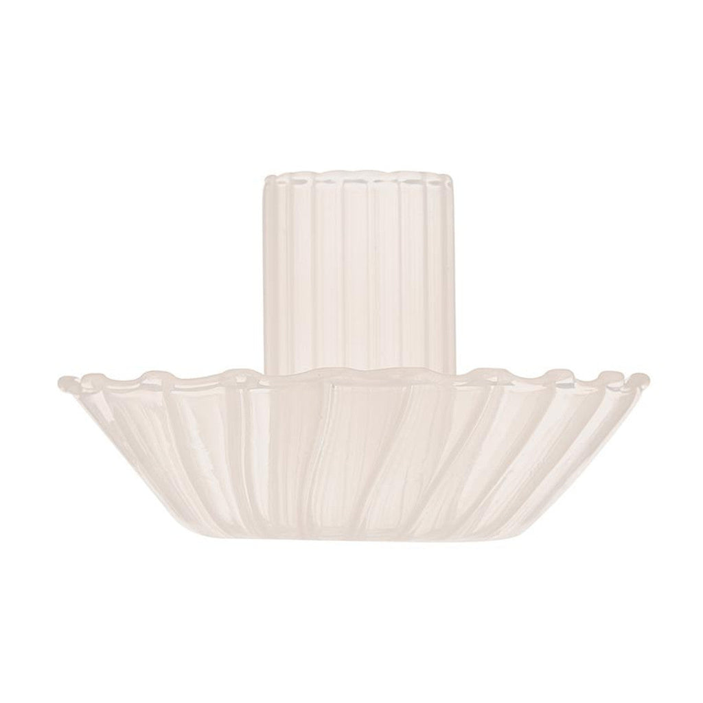 Glass Candle Holder in Cream | Aesthetic Tinted Candle Sticks Glass Taper Candlestick Base