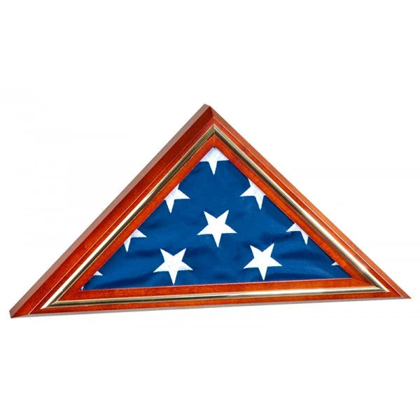 Large Flag Display case with a Gold Trim