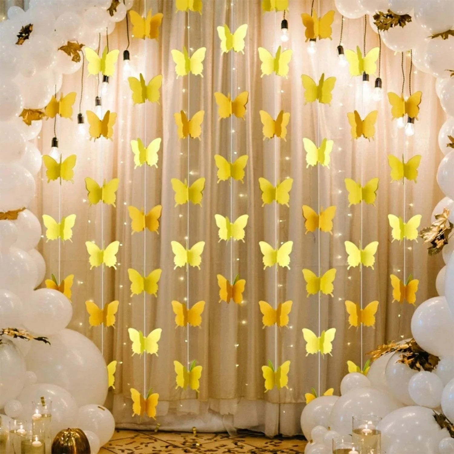 Gradient Color Paper Butterfly Hanging Garland