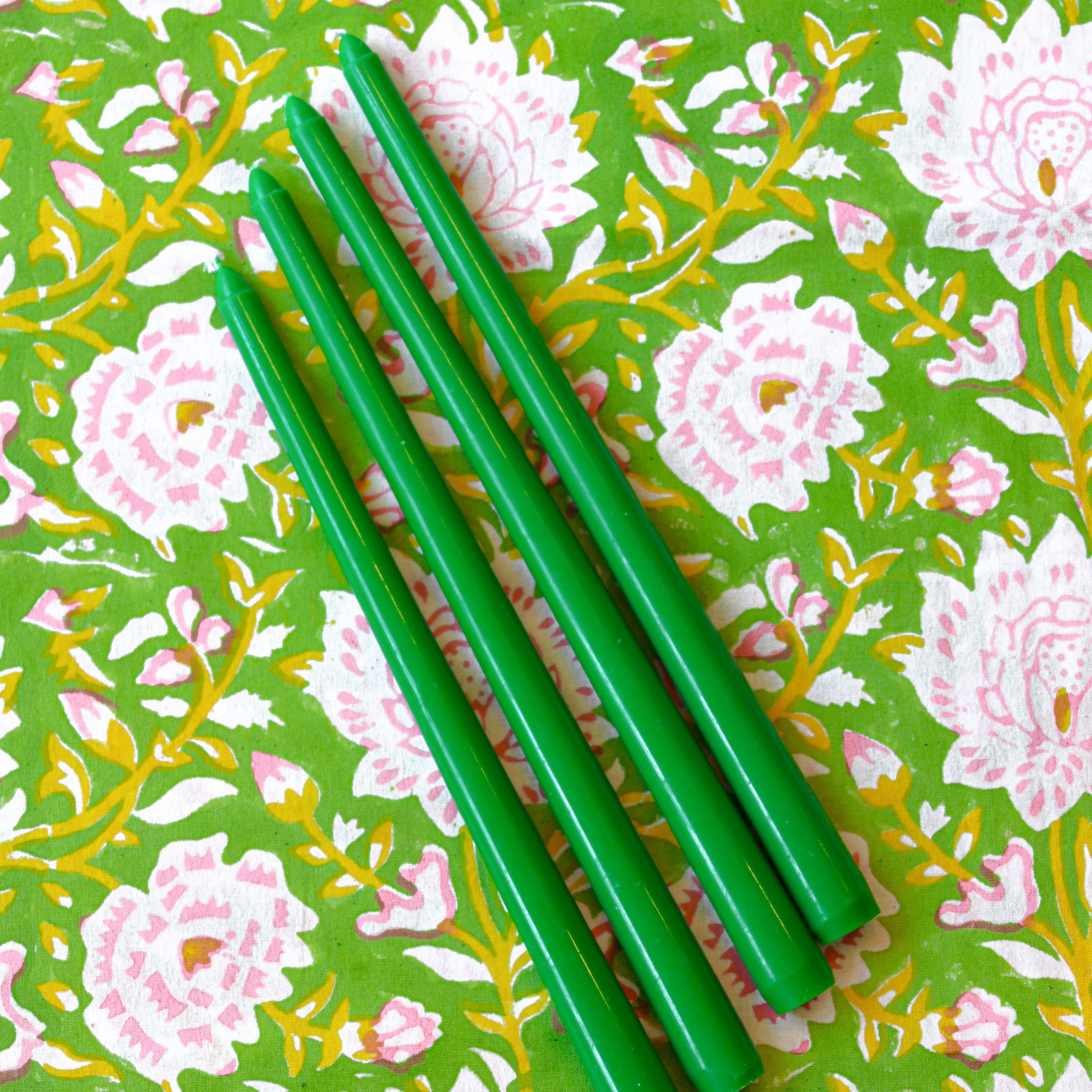 Extra Tall Grass Green Taper Candle, 1 Case of 24 Packs (4 Candles per Pack)