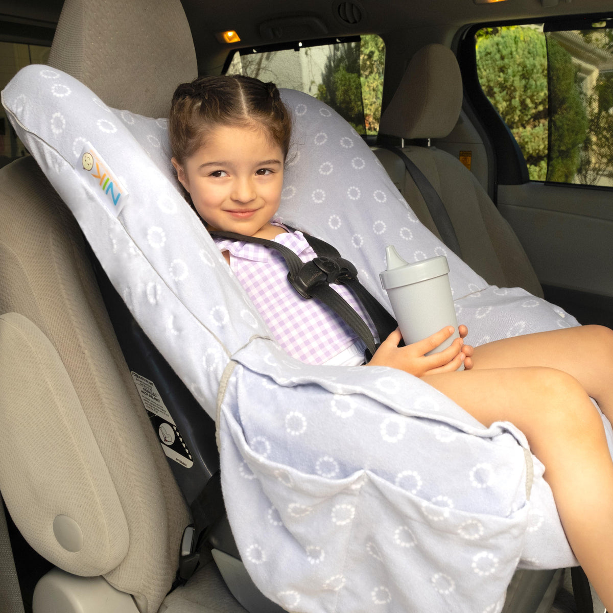 Niko Easy Wash Children's Car Seat Cover in Gray Cotton/Poly Terrycloth