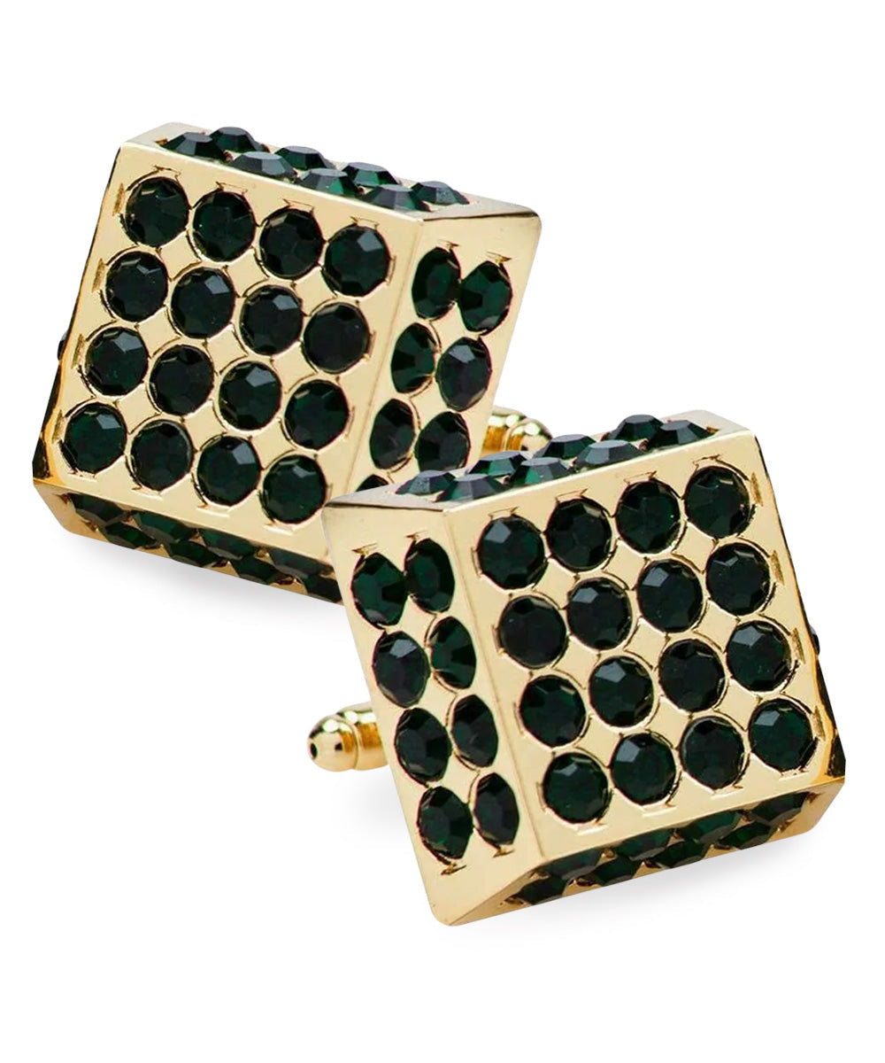 Vittorio Vico Men's Large  Square Studded Colored Crystal Cufflinks: CL76XX Series