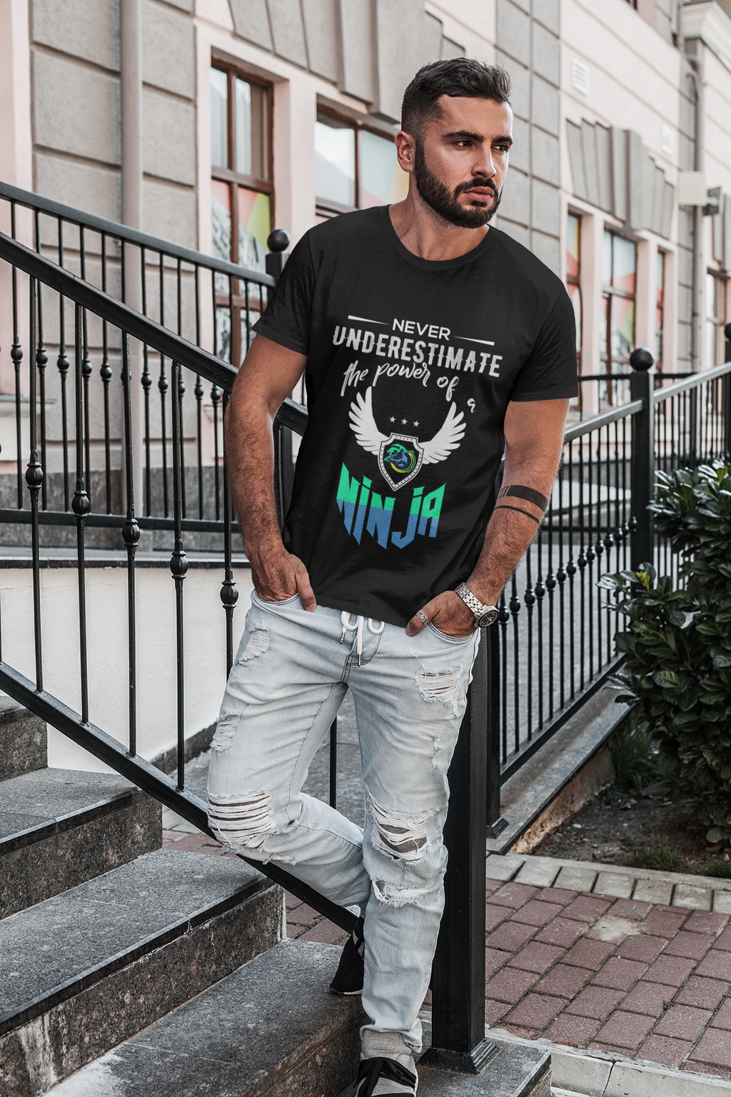 Ninja Power Short Sleeve T-Shirt in Green Text