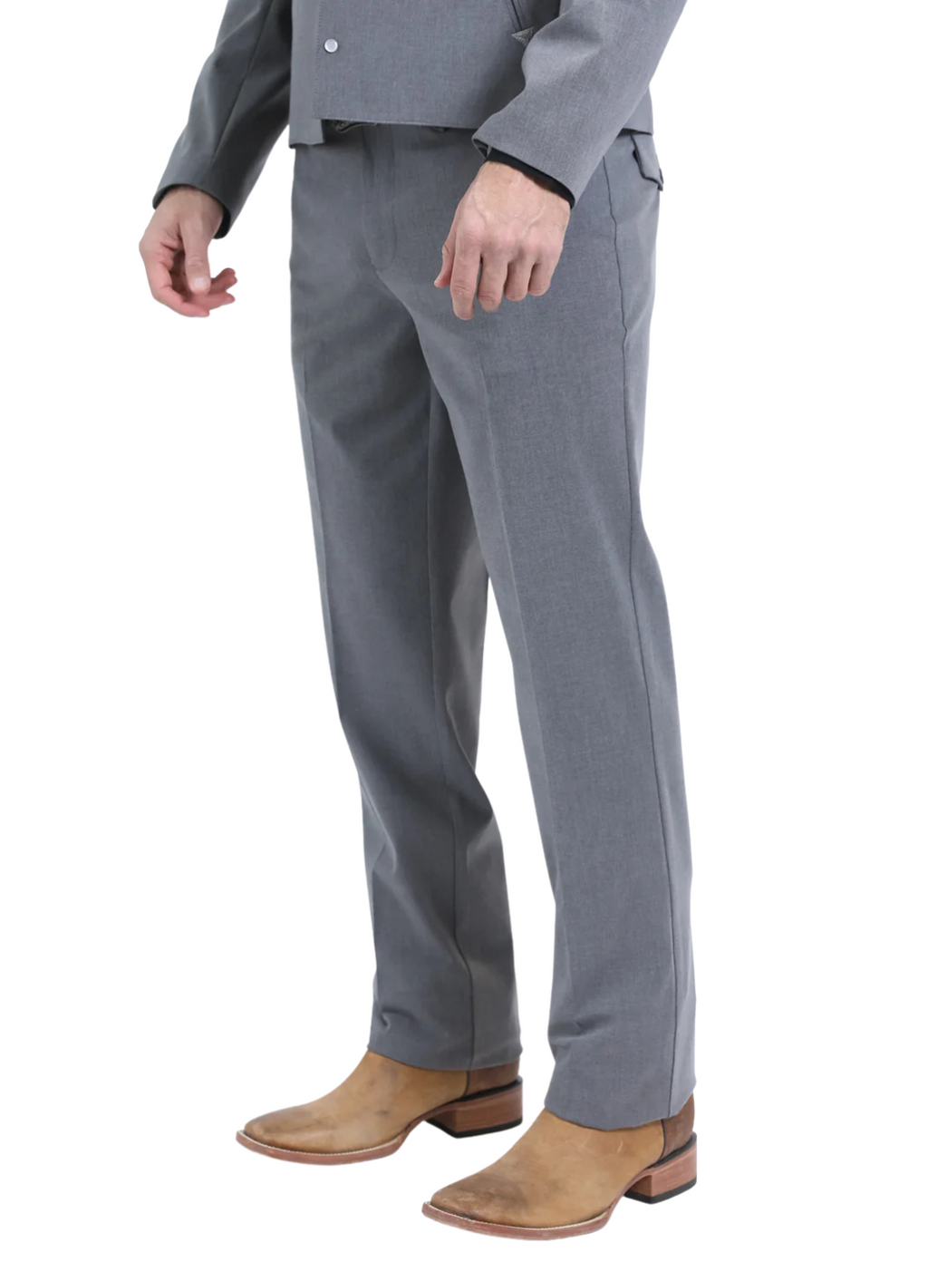 Men's Grey Western Suit 2-Piece - Cowboy Suit with Western Yoke & Pearl Snaps