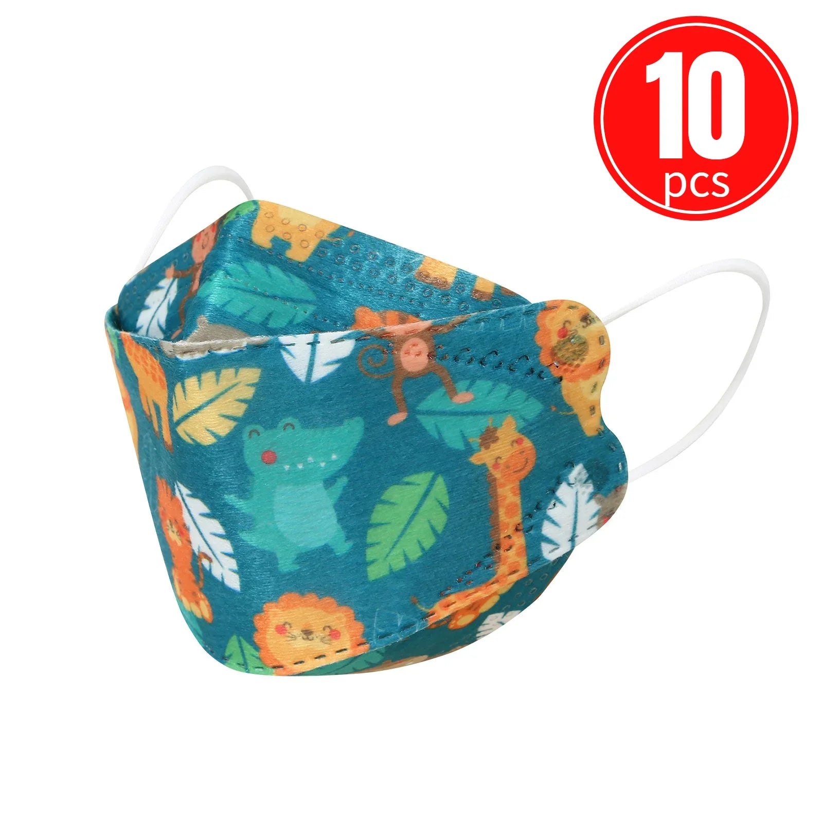 Kids KN95 Masks – Cartoon Dinosaur, Cat, and Rainbow Prints – 4-Ply Breathable