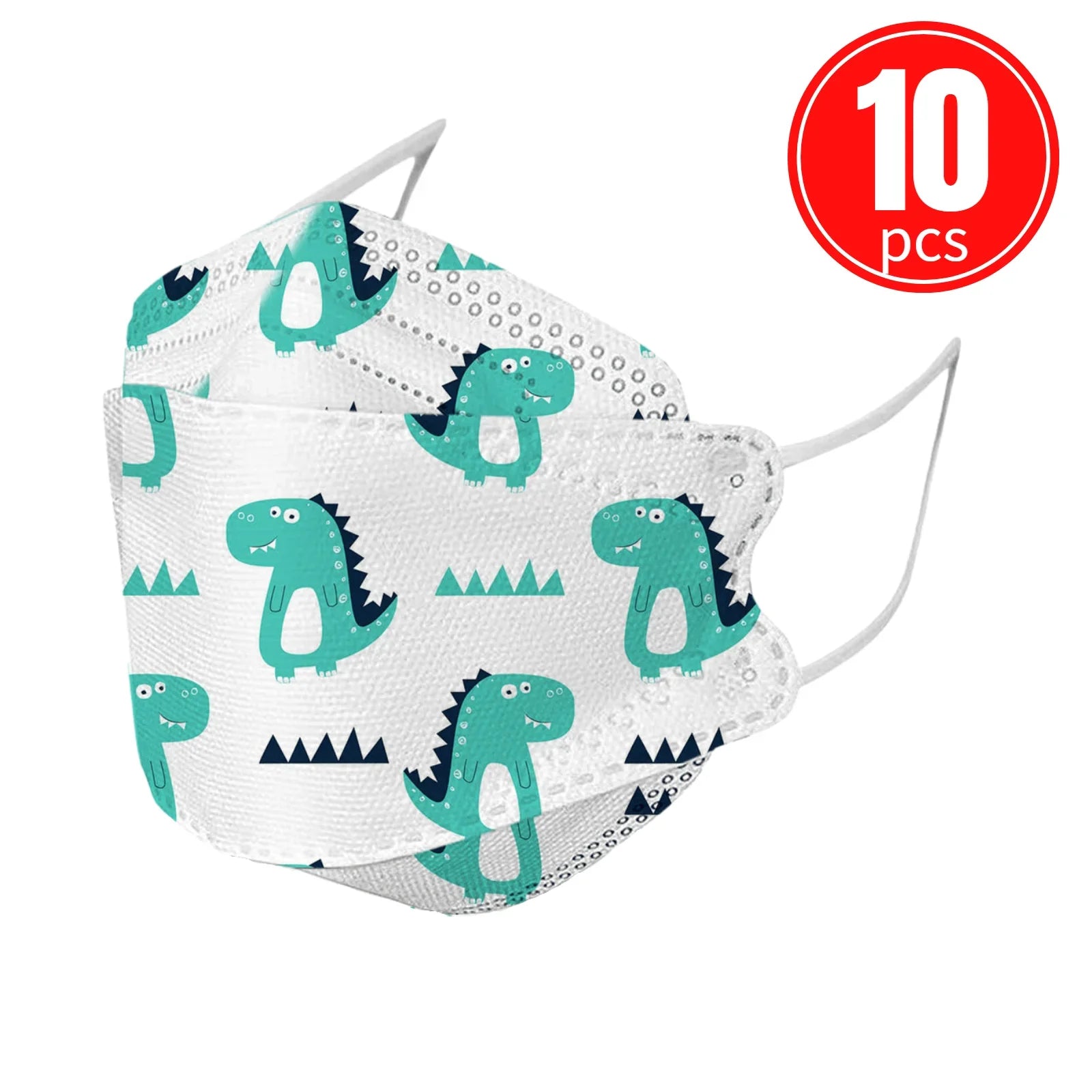 Kids KN95 Masks – Cartoon Dinosaur, Cat, and Rainbow Prints – 4-Ply Breathable